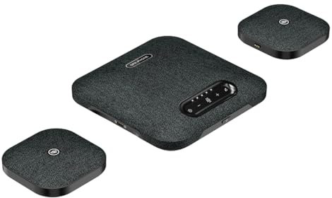 Project Telecom Premium EX Wireless Speakerphone & Mics – Bluetooth & USB Conference Speaker with 4 Built-in Mics & 2 Wireless Mics, Noise Cancelling, 10-Hour Battery