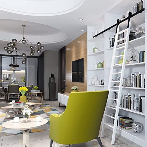 Schiebeleiter-Hardware-Kit – Schiebe-Scheunentor-Hardware, Bibliotheks-Schiebeleiter-Zubehör (mit Rollen), Mobile Stahl-Garderobenleiter, für/Loft/Bücherregal/Kleiderschrank, einfach zu inst