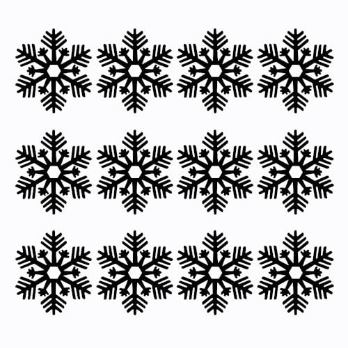 SaktopDeco 16 Stück schwarze Schneeflocken-Untersetzer, Filzuntersetzer-Set, schwarze Schneeflocken, Tassenmatte für Winter, Urlaub, Weihnachten, Abendessen, Dekoration