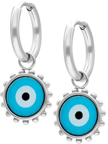 Wildcat Ohrringe - Little Nazar Eye Hoops - Silber - Chirurgenstahl 316L - wasserfest, langlebig, hautverträglich, Silber