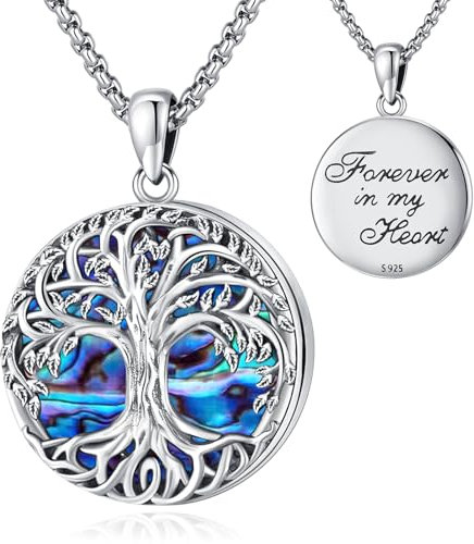Eusense Medaillon Halskette Baum des Lebens 925 Sterling Silber Medaillon Anhänger öffenbare Medaillon für Bilder Foto Kette Schmuck Geschenk für Frauen Mädchen