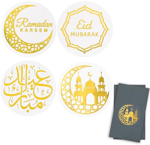 120 Stück 3,5cm Eid Mubarak Aufkleber 4 Muster Muslimischen Party Sticker Ramadan Kareem Etiketten Islamisches Partei Geschenkaufkleber Geschenk Deko Für Geschenkbeutel Candy Cookie Box