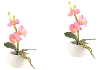 MAGICLULU 2 STK Tischlaterne Im Freien Led-dekor Tischlampe Im Freien Blumendekoration Orchideen Künstliche Blumen Künstliche Blumen Für Den Außenbereich Phalaenopsis Dekorative Lichter