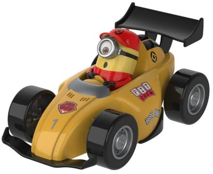 MINIONS AR07190 Bandai Fahrzeug mit Reibung, Formel 1, mehrfarbiges Spielzeug, Spielzeug und Geschenke für Kinder und Familie, emotioniert die Strecke mit Ihren Fahrzeugen