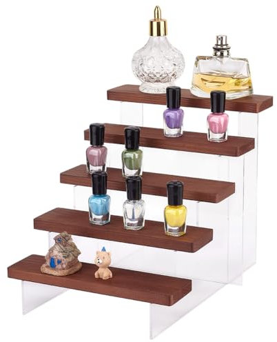 PH PandaHall Espositore In Legno, Figure A 5 livello Espositori Alzate Vetrina Stand per Cupcake Scaffali per Profumo In Legno Scaffale Espositore In Acrilico per Espositore Da Tavolo Profumo Trucco