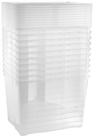 Grizzly Aufbewahrungsboxen 10 x 20 L medium hoch mit Deckel transparent - Klarsichtboxen stapelbar mit Belüftung