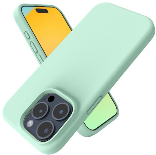 Andwing For iPhone 15 Pro Case,Liquid Silicone Case For iPhone 15 Pro Phone case Soft Phone Case Shockproof Cover Anti-Fingerprint Anti-Slip,For iPhone 15 Pro 6.1 Emerald Green