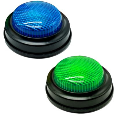 Gelabur Paquete de 2 zumbadores para juegos de trivia, zumbadores de respuesta para aula, zumbador de peligro de peleas familiares, zumbadores de juego con luces y sonido para aula, botones de