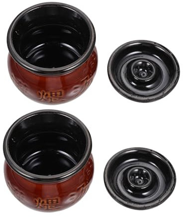Cabilock 2st Topf Dampf Suppenschüssel Grillpfanne Mit Antihaftbeschichtung Auflaufpfanne Koreanische Kochschüssel Tontöpfe Zum Kochen Mini-hot Pot Schmorpfanne Mit Deckel Coffee Steingut
