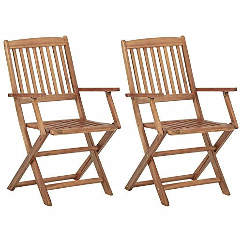 Iiaky Klappbare Gartenstühle 2 STK. Massivholz Akazie Balkon Sessel Balkon MöBel Set Outdoor BalkonstüHle GartenstüHle Gartenstuhl Set Lounge-Sessel 313601