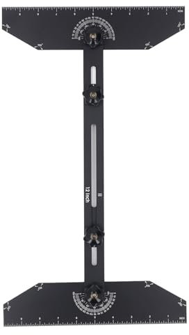 Aluminium Treppenstufen Schablonenwerkzeug Set, Doppelte Funktion für Messung von Länge und Winkel, Ideal für Treppe, Setzstufen, Trennwand, Gleitstange und Holzleiste Konstruktion