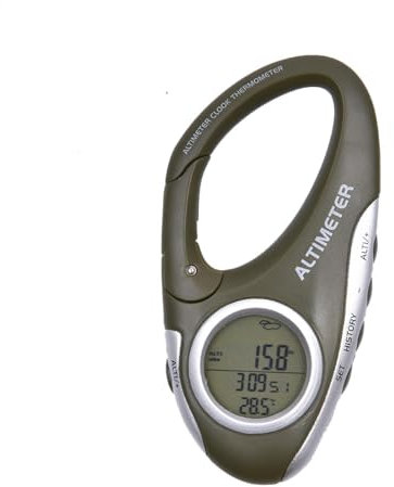 Barometer Höhenmesser, Digitales Höhenmesser, Höhenmesser mit Karabiner für Wandern, digitales Barometer mit Haken, tragbar, mit Uhr, Höhenmesser mit mehreren Funktionen für