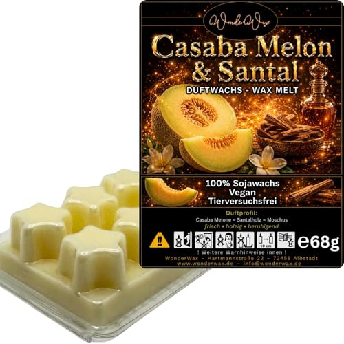 WonderWax® Duftriegel 6 x Duftwachs Sterne Weiß Casaba Melon & Santal | Farbe: Weiß | Raumduft für Duftlampen, Wax Melt, Sojawachs, Indoor Duftöl Wachs schmelzen für Aromalampe