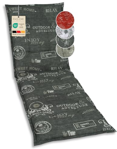 GO-DE Textil Bequeme und attraktive Polsterauflagen für Gartenliegen (Einzelset, Stempel anthrazit, Liegenauflage)