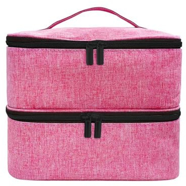 VaiKanhai Schultergurt Für Taschen Schwarz Silber Bag Organizer Case Nail Polish Carrying Case with Manicure Tools Storage High Capacity Nail Bag Organizer Case Freigut Taschen (Red, One Size)