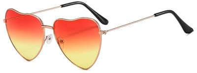 WUNZILO 1 pcs Herzbrille Orange Rosa Herz Brille Aperol Lillet Hippie Pink Partybrille 70er 80er Jahre Accessoires Damen Herren für Fasching Karneval JGA Sommer Geburtstag 70s 80s Geschenk