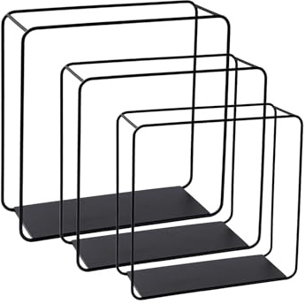 Berlinlodge Wandregal Metall 3er Set, Schwarz, Schweberegal, 3-Teiliges Hängeregal, Würfelregal, Schrankregal, Wanddeko und Ablage, Schwarz, für Wohnzimmer, Küche, Badezimmer, Schlafzimmer