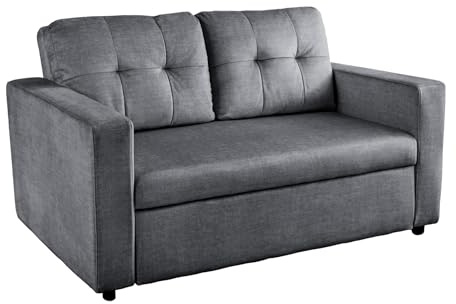 Riess Ambiente Ausziehbares Schlafsofa SMART - 140cm - grau - Samt 2-Sitzer Couch mit Nosagfederung