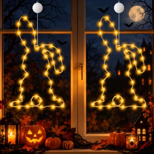 Osterdeko Led Fenster Licht, 2 Stück Ostern Deko Bunny LED Lichterkette Fensterbeleuchtung mit Saugnapf und Timer, Aufhängen Osterdeko Hasen Osterbeleuchtung Fenster Deko für Draußen & Innen