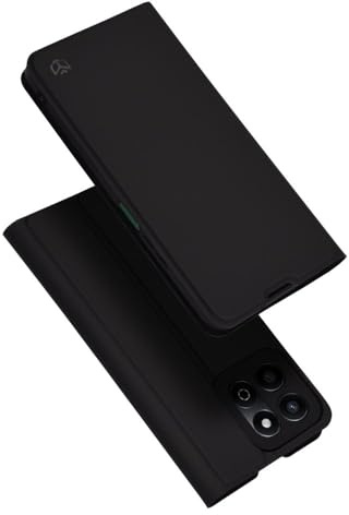 Techsuit für Honor 200 Smart X7c Flip Wallet Hülle mit Kartenfach, Magnetverschluss, Ständerfunktion, Stoßfest, Elegantes Design, Magskin Book Series, TPU Polycarbonat PU Leder, Schwarz