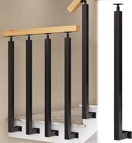 GYEQXKT Kit di ringhiera Quadrata in Metallo per Scale con Fissaggio Laterale, Completo di ferramenta. Ideale per gradini di terrazze, Giardini e balconi. Soluzioni di Sicurezza.