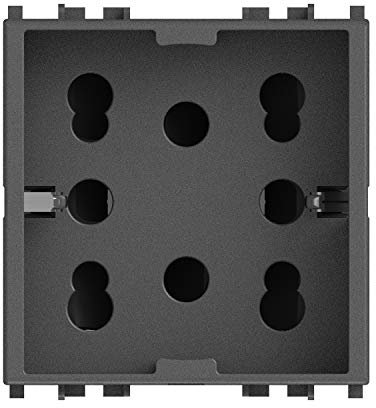 4Box 4B.V20.H21 Presa Multistandard 1 Schuko o 2 Bipasso Compatibile con Vimar Eikon, 250 V, Grigio