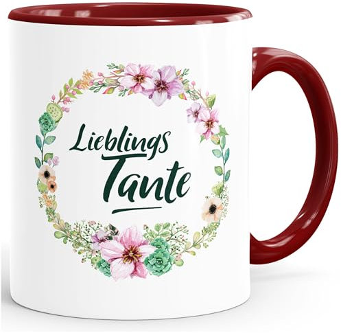 Tasse glänzend Kaffeetasse Teetasse Keramiktasse MoonWorks® bordeauxrot unisize