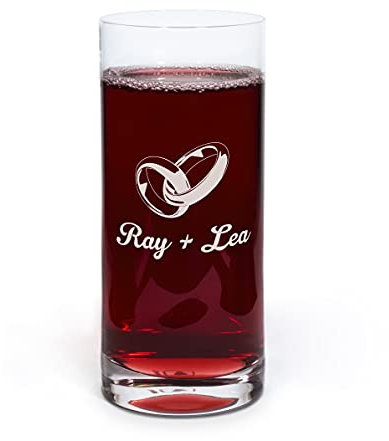 printplanet® Graviertes Glas - Leonardo® Trinkglas mit Gravur (mit Name oder Text personalisiert) - Design Ringe