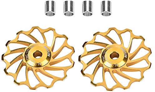 Poulie de dérailleur arrière, 1 paire de roues en céramique de qualité pour vélo de route, rouleau de dérailleur arrière avec trous d'installation, tubes adaptateurs (13T doré)