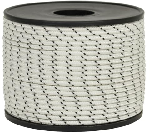 Corderie Italiane®, 006044956 Sable pour fusils de Chasse, âme en Dyneema® SK75 tressé, revêtement Polyester Haute ténacité pré-tirée, diamètre 1,5 mm, 50 mètres, Couleur Blanc - Noir