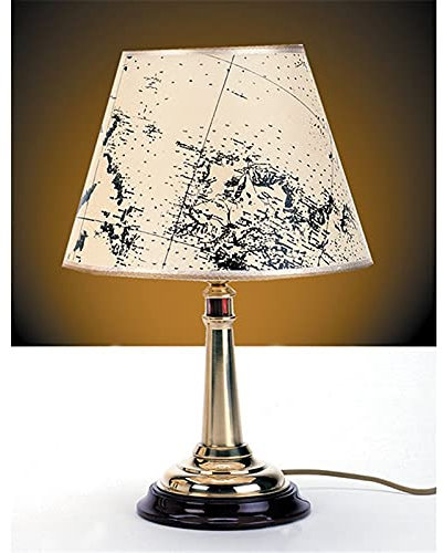 Dekorative Tischleuchte Messing Pergament Schirm Seekarte Leuchtturm Handarbeit maritime Lampe MIREA