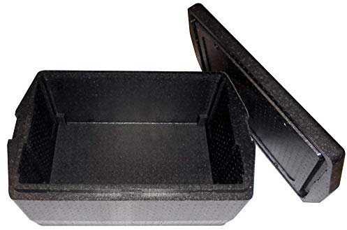 BOX GEL PZ 1 Contenitore ISOTERMICO Super Resistente CM 68 X 45 Alto CM 30 (Misure Esterne) Cassa Termica Nera per ASPORTO Alimenti in POLISTIROLO