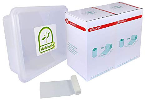 Noba Nobafix elastische Fixierbinden Mullbinden Großverbraucherpackung 12 cm x 4 m 100 Stück + Medi-Inn Aufbewahrungsbox