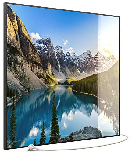 STEINFELD Heizsysteme® Glas Bild Infrarotheizung mit Thermostat | Made in Germany | viele Motive 350-1200 Watt Rahmen schwarz (1200 Watt, 040 Rocky Mountains)