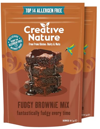 Gluten Free Cake Mix | Creative Nature Vegan Brownie Mix | Nut Free, Dairy Free Baking Mix | Top 14 Allergen Free | 2 Pack