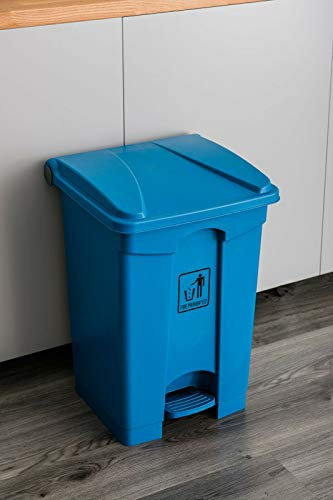 Curvaso HQ PREMIUM BLUE 68L PLASTIC PEDAL BIN STEP ON WASTE DISPOSAL COMMERCIAL PRODUCTS MEDICAL KITCHEN PLASTIC PROFESSIONAL RECYCLE RECYCLING FOOD CLINICAL MULTI PURPOSE INDOOR OUTDOOR