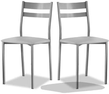 ASTIMESA Dos Sillas de Cocina Respaldo Franjas Gris