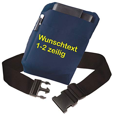 freitex Kellnertasche individuell bedruckt. Personalisiert mit Text 1-2-zeilig (Navy, Mit Gürtel)