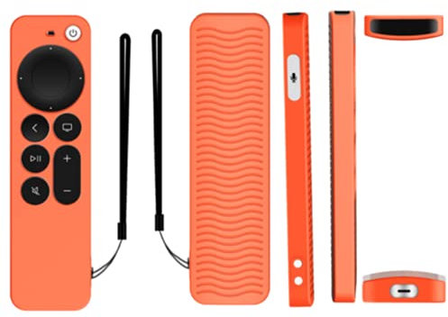 Silikon-Schutzhülle für Apple TV 4K Siri Remote 2nd Gen Anti-Rutsch, Fernbedienung Schutzhülle stoßfest Skin Feel Remote Control, Anti-Rutsch Wasserdichtes Full Coverage Design (Orange)