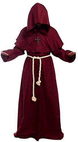 Gothden Golden service Priester Robe Mönch Mittelalterliche Kapuze Kapuzenmönch Renaissance Robe Kostüm