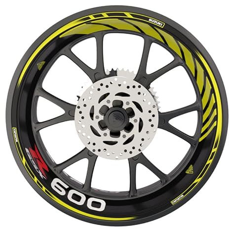 Felgen-Aufkleber Suzuki GSX R 600 Premium Qualität (2 Räder) Neon Gelb