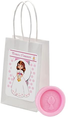 JABON Y BOLSA CON PEGATINA COMUNION CONFIRMACION LOTE 25unidades Recuerdos. Regalos Originales. Papelería.Detalles de Bodas, mi primera Comuniones, Bautizos, Cumpleaños.