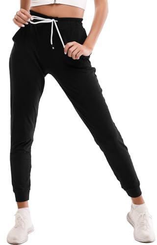 Stanpetix Joggers for Women - Womens Sweatpants with Pockets Sport Pants Black Trousers for Women UK（Black, M