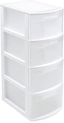 AC - Cajonera de Almacenamiento Tamesis con 4 cajones, Torre de Almacenamiento Multiusos para Oficina, hogar, Escuela, etc. 78 x 28,5 x 39 cm. Color Blanco.