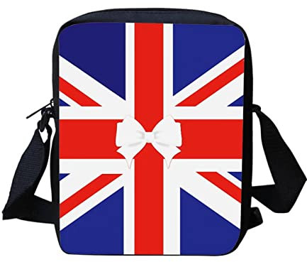 Howilath Kleine Kuriertasche mit lustigem Tierdruck, Outdoor-Reisetasche, Umhängetasche, Handytasche, Union Jack Design, Small