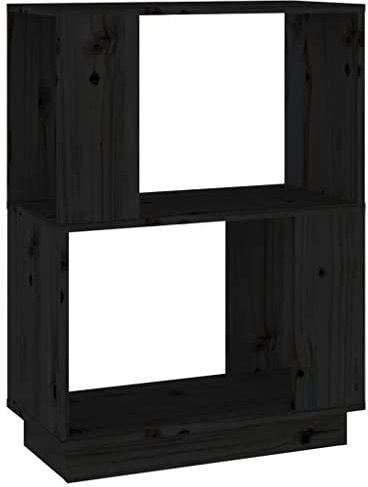 vidaXL Bücherregal Raumteiler Standregal Aktenregal Wandregal Regal Raumtrenner Aufbewahrung Büroregal Mehrzweckregal Schwarz 51x25x70cm Massivholz Kiefer