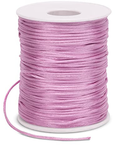 LEREATI Fil Nylon pour Bracelet 1.5mm x 100m Cordon Satin de Soie Cordon Bracelet Coulissant, Fil pour Tisser des Colliers, Bracelet, Perle, Bijoux, Macramé, Artisanat DIY (Rose Foncé)