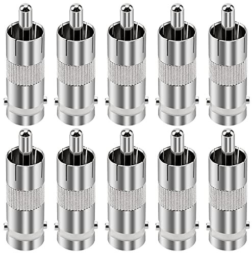 KUOQIY 10 Pezzi Adattatore da BNC Femmina a RCA Maschio, Metallo Presa da Femmina BNC a Spina da Maschio RCA Fono per Telecamera CCTV, CCTV BNC Coassiale Video a RCA Fono Connettore