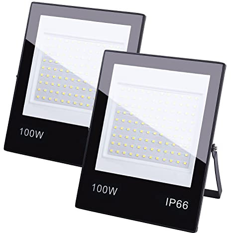 MIWATT 2PCS LED Strahler Außen 100W LED Fluter Superhell LED Scheiwerfer 10000LM Kaltweiß IP66 Wasserfest Außenstrahler für Garten, Hinterhof, Auffahrt, Türen, Garage, Flur…