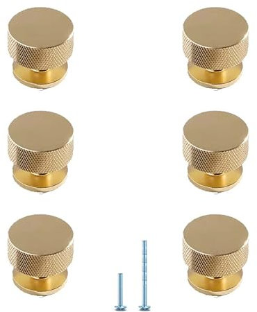 Fanruier 6PCS Modernes minimalistisches rundes schwarzes, goldenes, silbernes, einzelnes Loch Schrank Schuhschrank Möbel Hardware Griff (Gold)